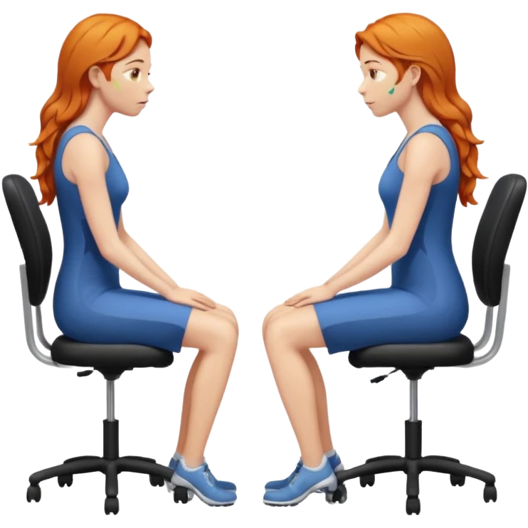 ginger woman with bad posture on chair from the side - even worse posture emoji