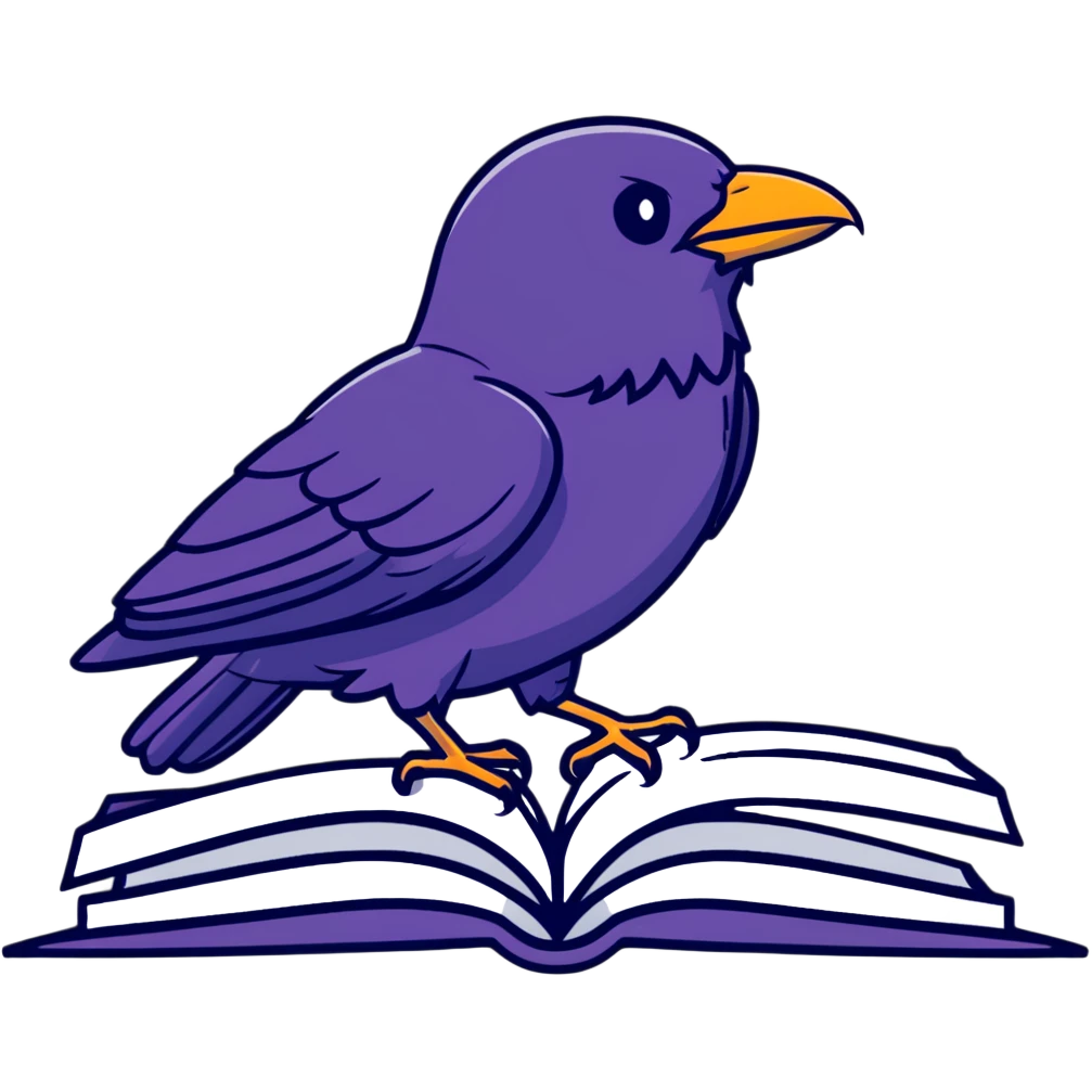 raven sitting on a book emoji