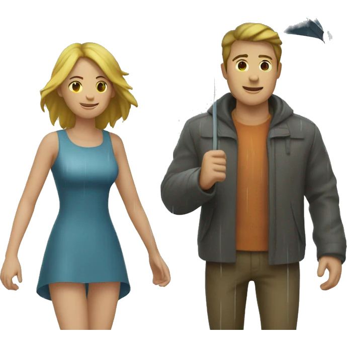 A man under rain and a woman under the sun  emoji