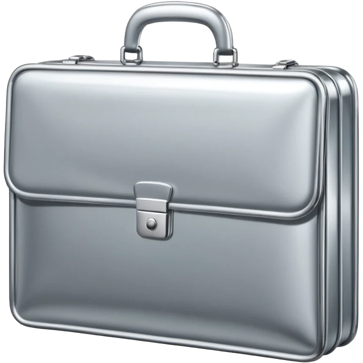 A luxury briefcase emoji made of polished silver chrome, smooth rectangular shape, metallic reflections, minimal high-end design, swag business aesthetic, iOS emoji style, centered, clean white background
 emoji