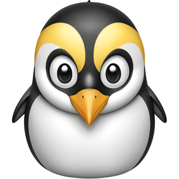 cinematic-adult-emperor-penguin-portrait-emoji,-head-tilted-playfully-and-inquisitively,-with-glossy,-pristine-plumage,-sparkling-eyes-filled-with-curiosity,-simplified-yet-irresistibly-adorable-features, black, large black eyes face emoji
