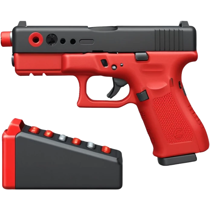 a red glock 20 with a drum mag inside of it with a red flag like people wear in real life with a incognito switch in the back plate emoji