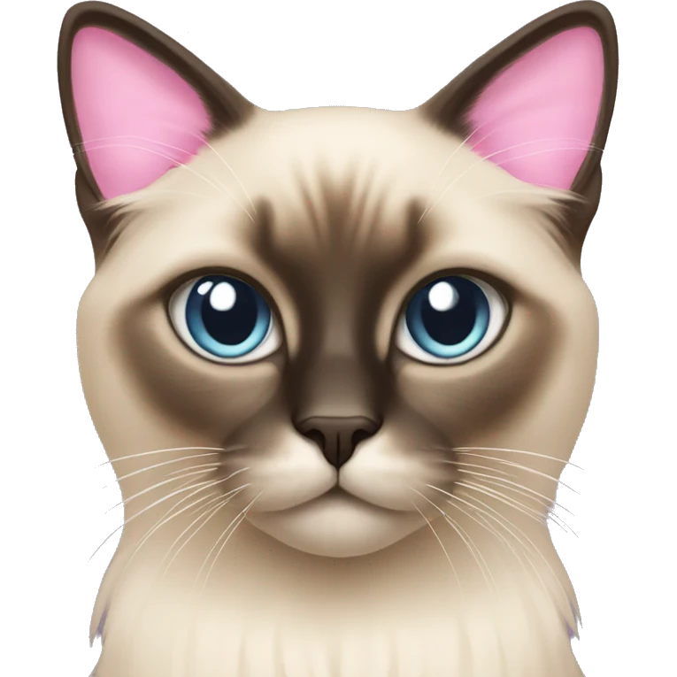Long haired Siamese cat with pastel pink bow emoji