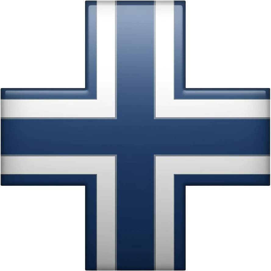 White and dark blue horizontal striped cross emoji
