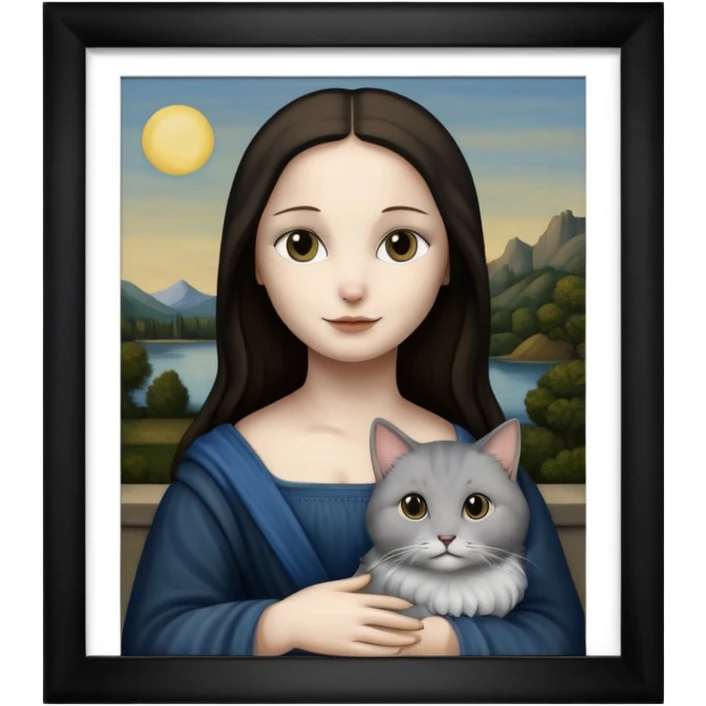 frame, painting, Mona Lisa, with cat emoji