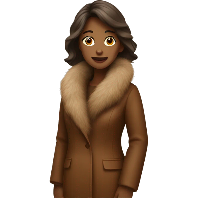 lady wearing a brown fur coat emoji