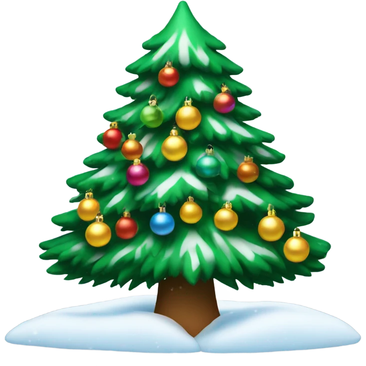 Christmas tree with ornaments and snow emoji