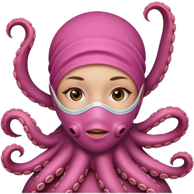 pink octopus girl face mask emoji