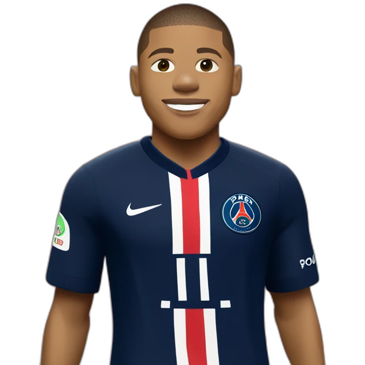 Kylian Mbappe with PSG kit with his celebration emoji