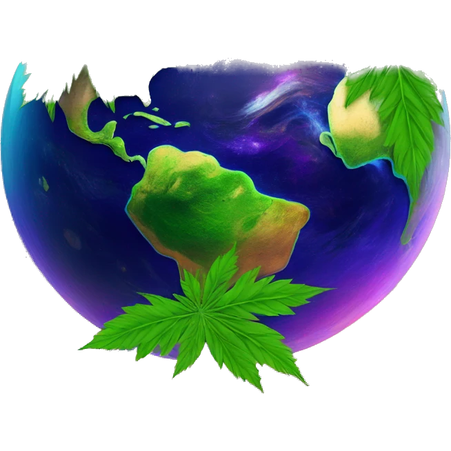420 on rainbow planet earth Saturn hemp leaves on the globe  emoji