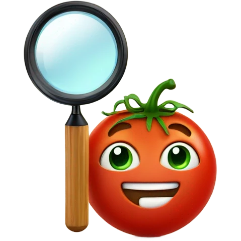 happy tomato with magnifying glass in hand emoji
