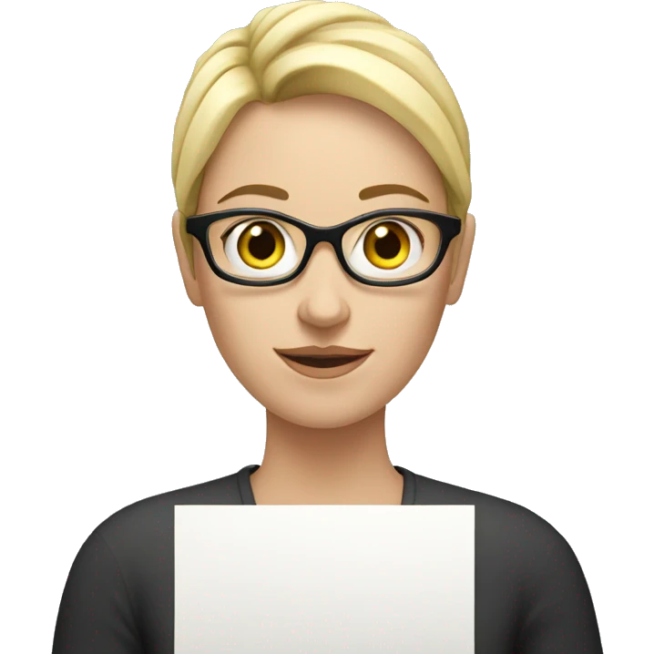 White woman holding sign with written 4 B emoji