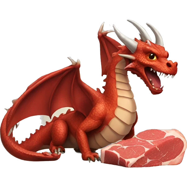 Dragon with pice of meat emoji