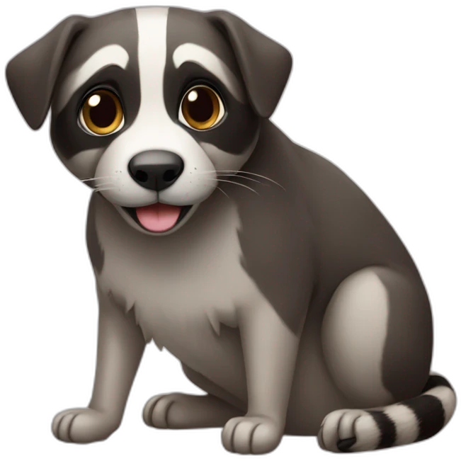 Raccooon siting on a labrador emoji