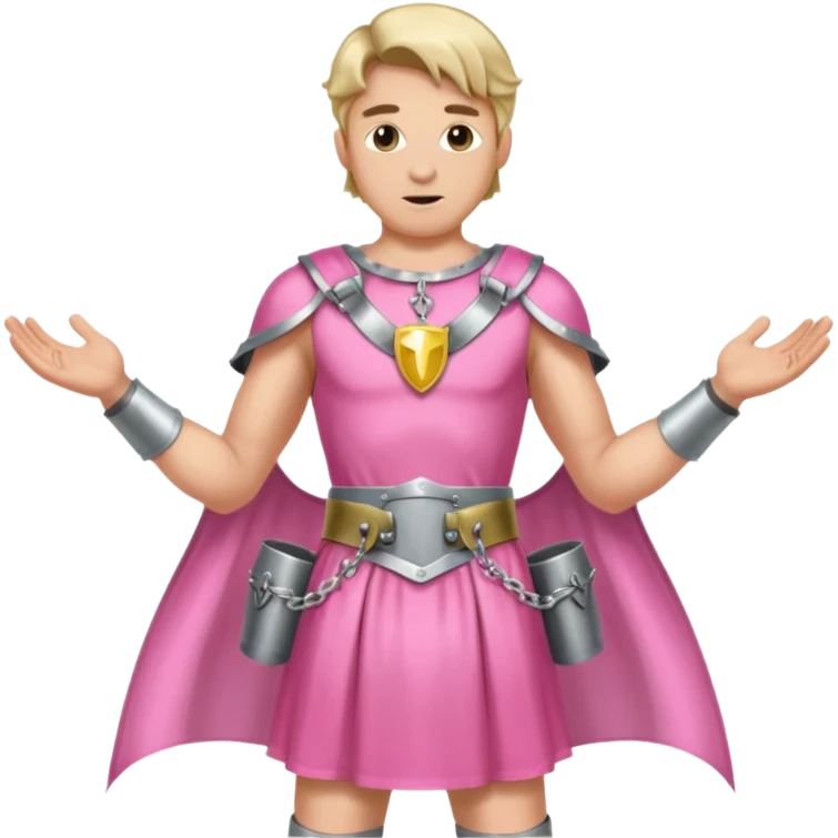 Submissive man wearing feminine clothes and chastity emoji