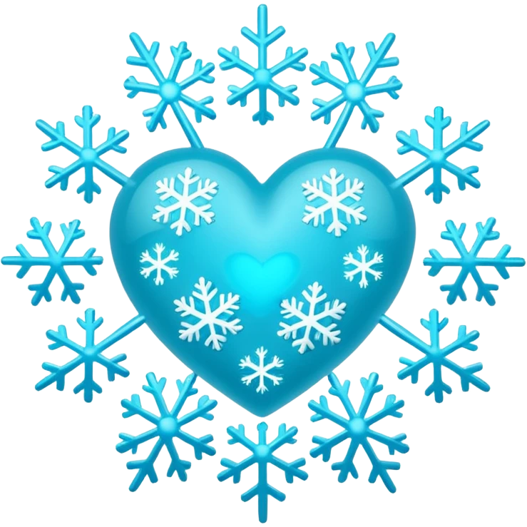 Cyan heart with white snowflake pattern emoji