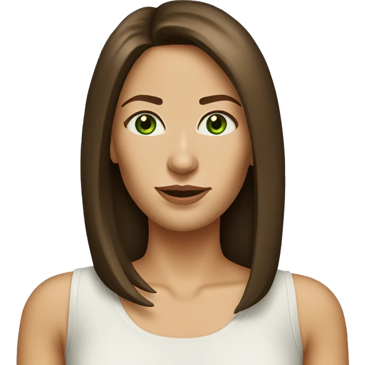pretty 40 year old woman with grass green eyes and shoulder length straight brown hair emoji