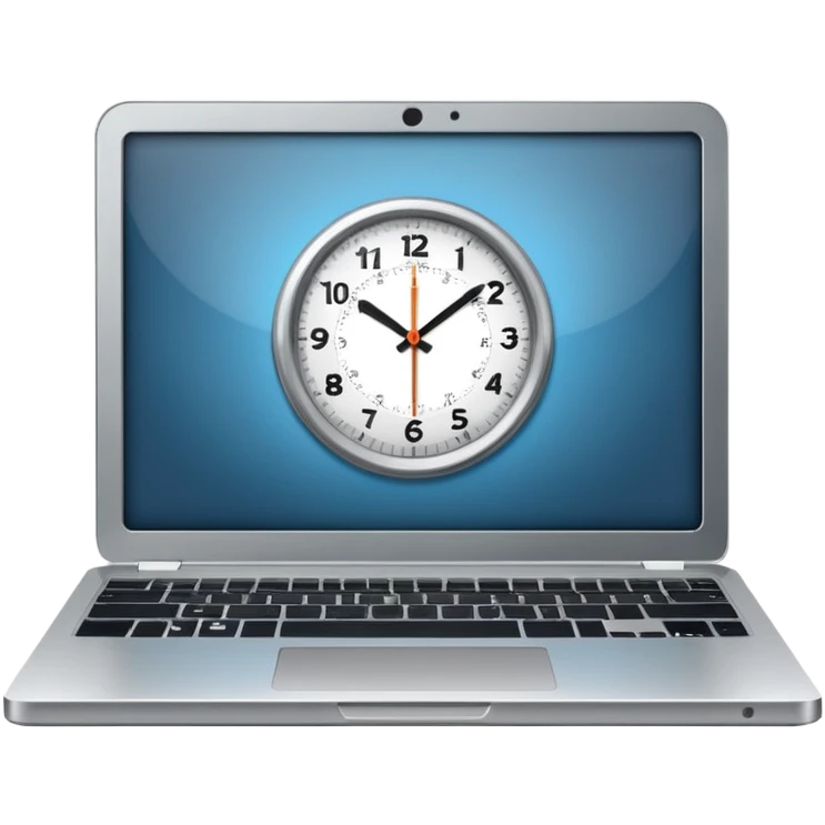 laptop with a clock above it emoji