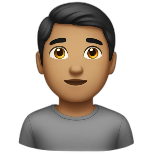 A boy with thick straight heavier hair,Sienna skin,dark eyebrown emoji