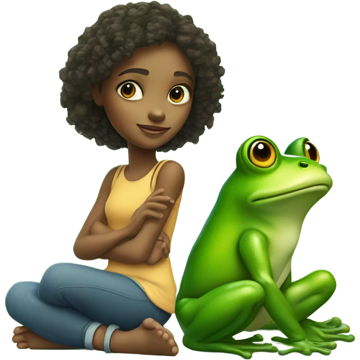 Frog with girl emoji