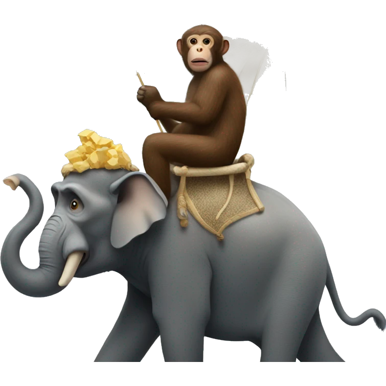 Monkey riding an elephant in the arctic  emoji