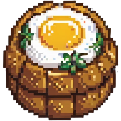 Korean egg bread, pixel art style, retro vibe emoji