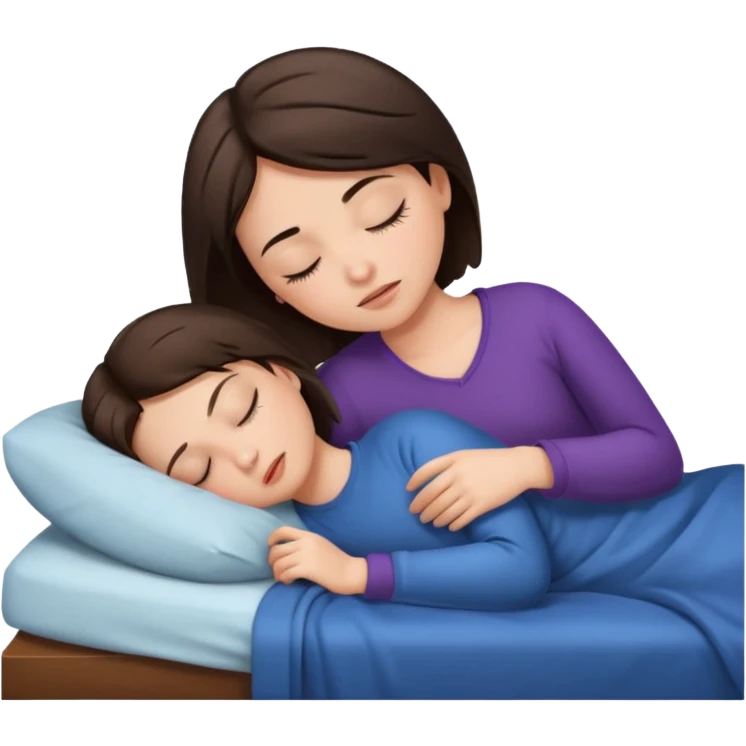 Brunette girl sleeping cut hair emoji