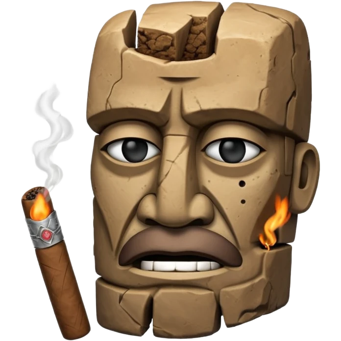 Blocky Easter island head smoking cigar emoji