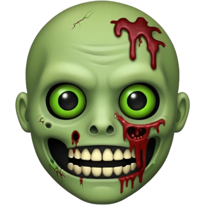 Zombie emoji with black teeth emoji