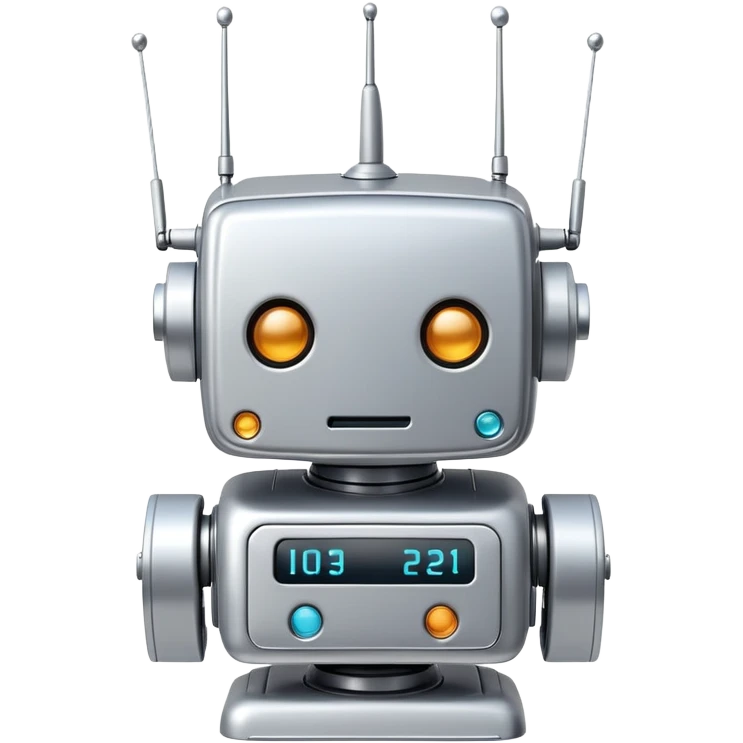 Retro-futuristic robot with a boxy head and antennas emoji