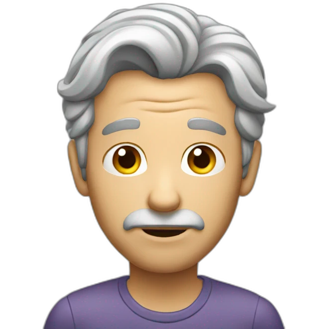 man gray hair thinking face emoji