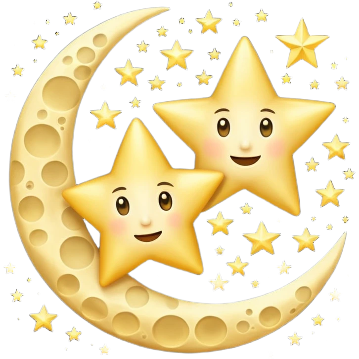 Moon and a golden star emoji