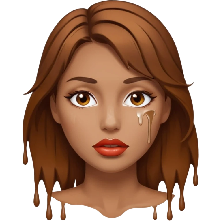 Brown Hair, Woman, white paint drip, face, hot, Sexy, lips emoji