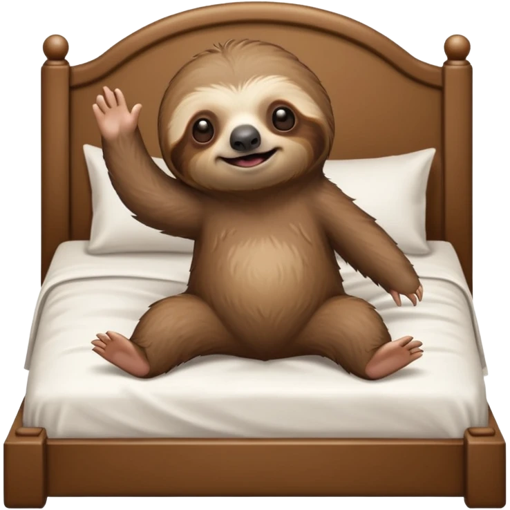 A sloth hopping to a bed emoji