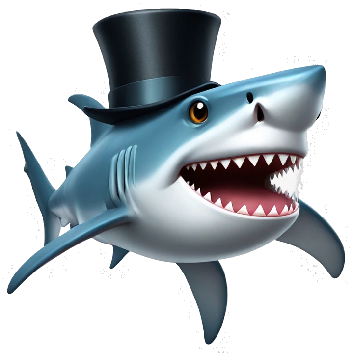 Shark with a top hat emoji