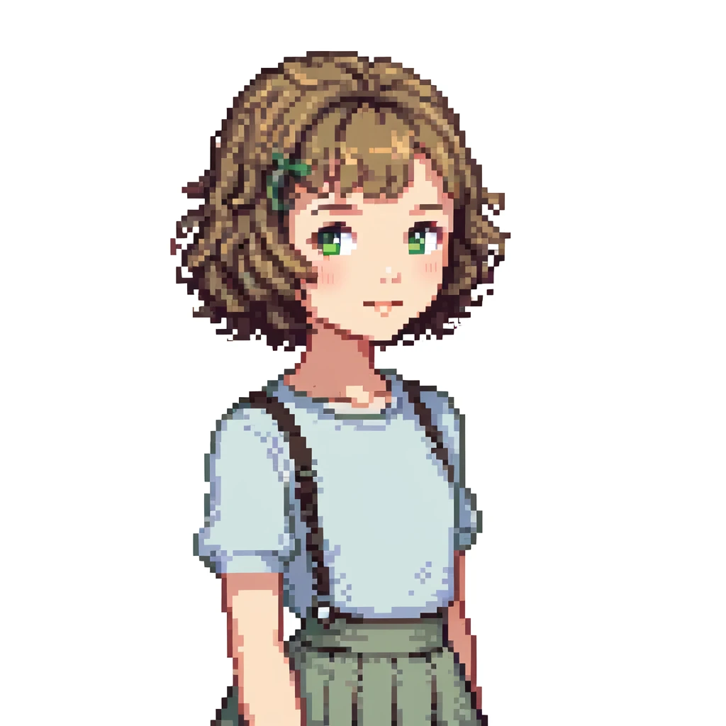 cute girl with short permed hairstyle, bob cut with curls emoji