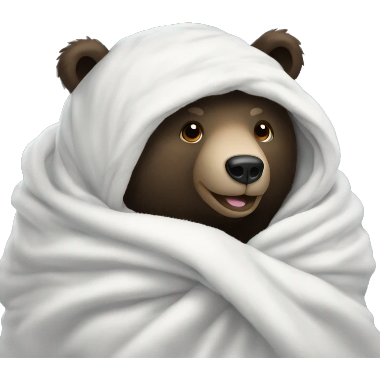 black bear underneath cozy white blanket emoji