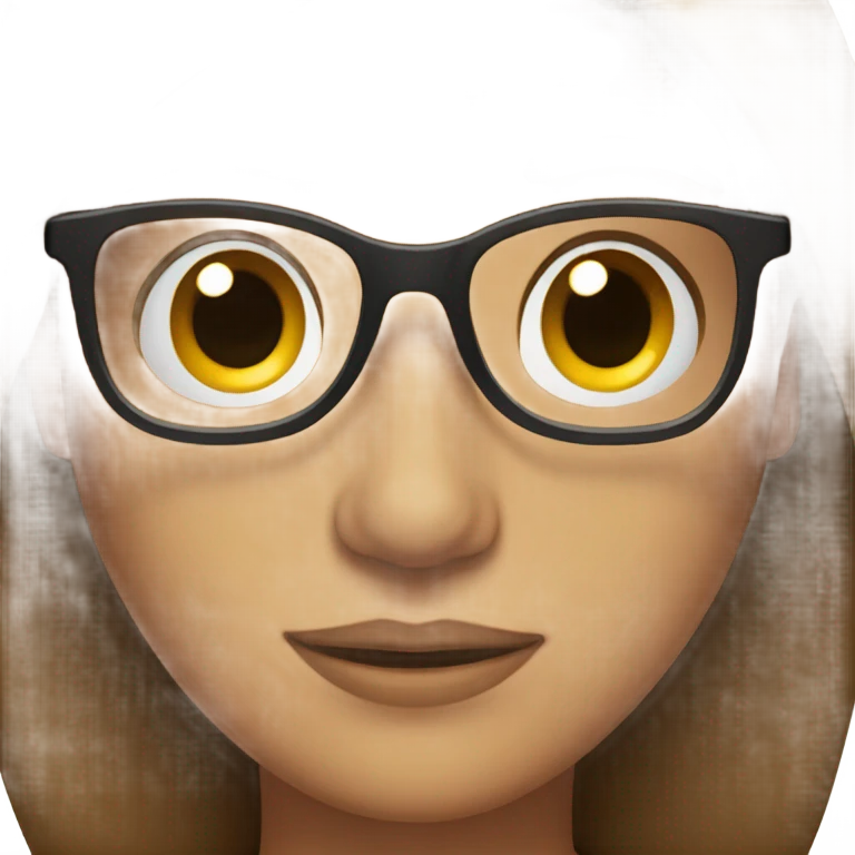 brown eyes, brown hair, glasses emoji