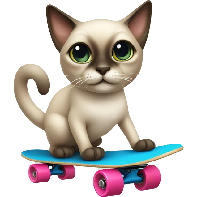 Siamese cat on skateboard  emoji