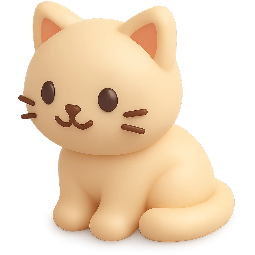 minimalist 3D poly icon of a cat emoji
