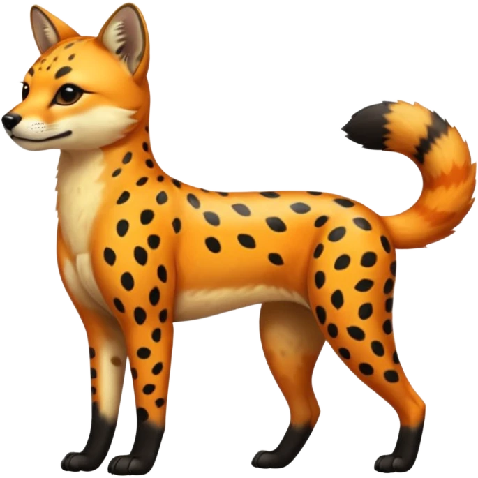Colorful shiny iridescent Cheetah-Dingo-Jackal-Civet-serval-shiba-inu-hybrid, full body emoji