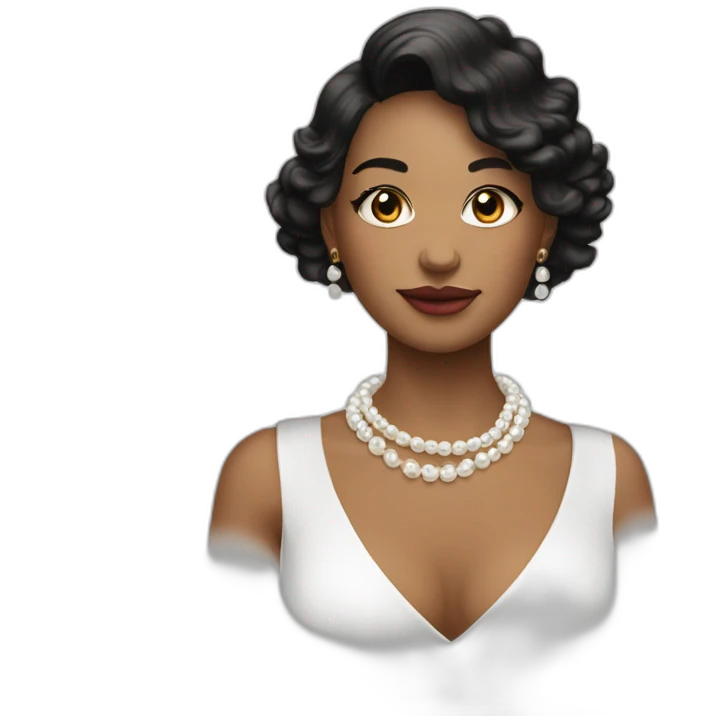 mi prima con un collar de perlas y tatuajes de piel blanca emoji