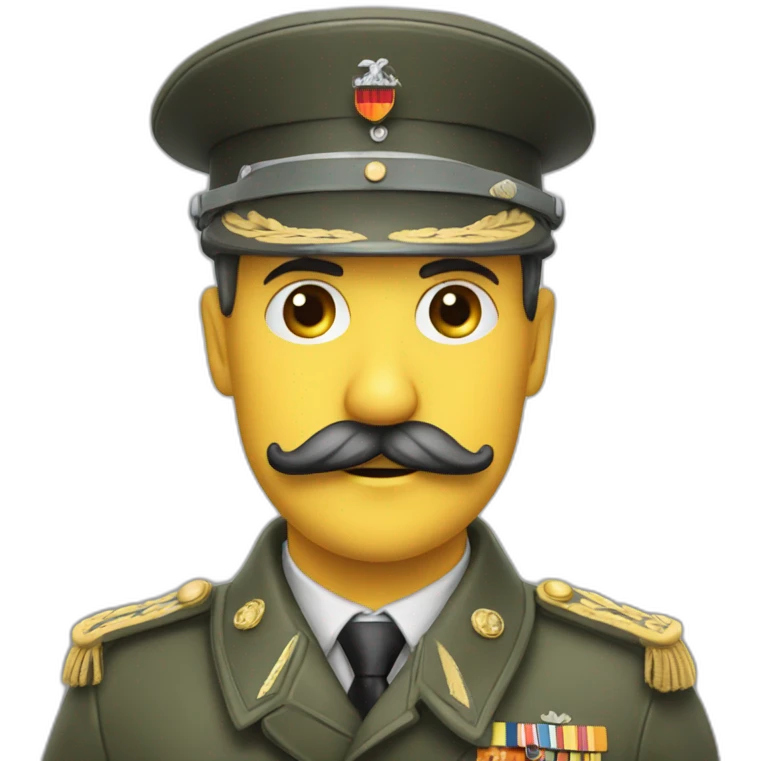 german army leader with small lip mustache doing hand heart emoji
