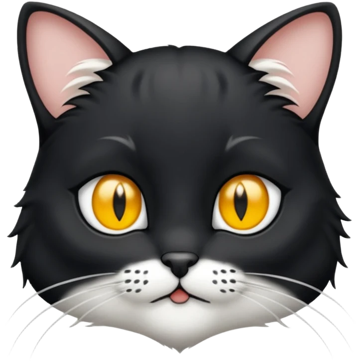 Chat noir et blanc tapant une souris grise emoji