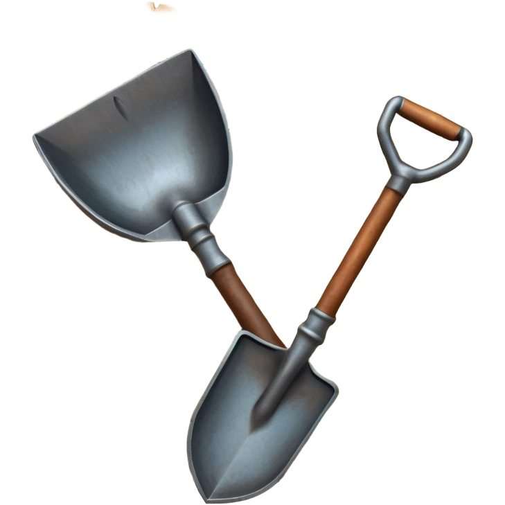 An icon showing a close-up of a shovel, an ancient vessel, and a weathered map, symbolizing archaeology. The design highlights the tools of discovery and the excitement of unearthing historical artifacts. Transparent background emphasizes the focus on the objects. emoji
