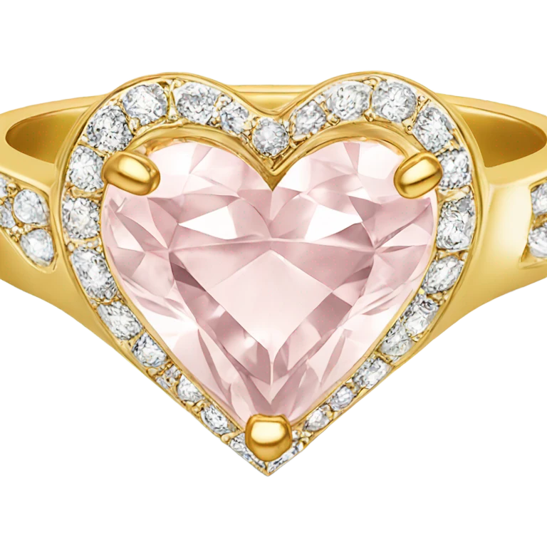 Gold engagement ring with light pink heart diamond  emoji