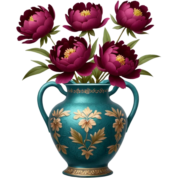 burgundy peonies in a vintage vase emoji