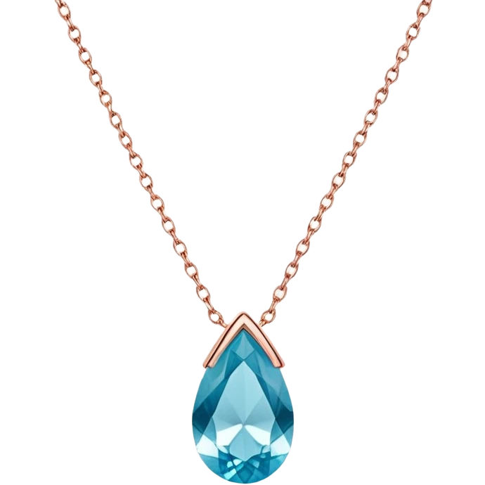 Aquamarine necklace with rose gold chain emoji