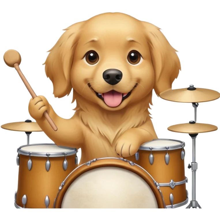 Golden retriever playing drums emoji