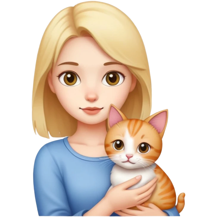 Cute girl holding a cat emoji